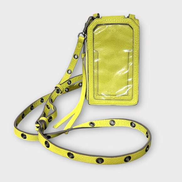 Aimee Kestenberg Leather Phone Crossbody Bag  Neon Yellow Travel Festival Party - Picture 1 of 10